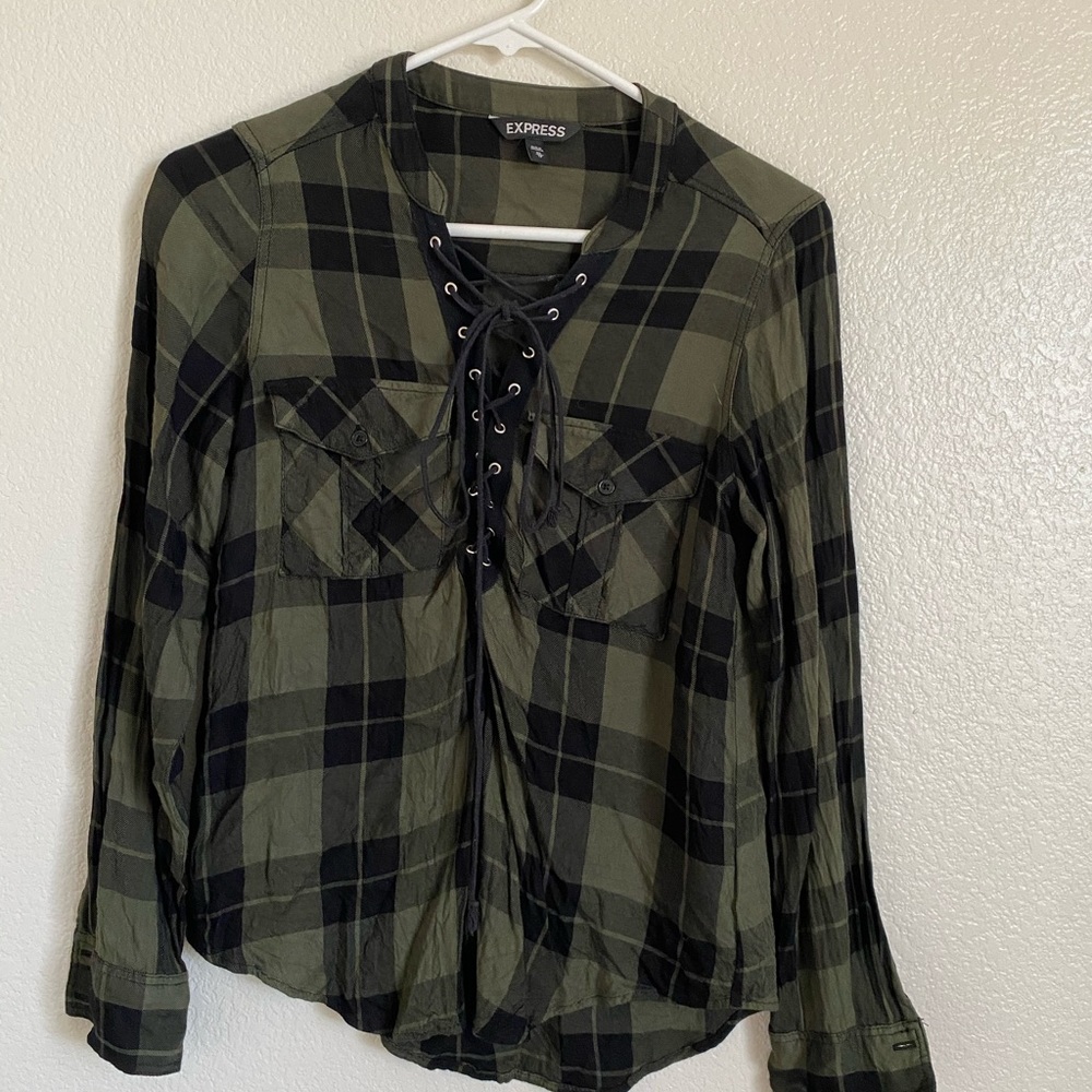 Express 3/4 sleeve plaid top